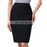 Kate Kasin Occident Women's Black High Stretchy Hips-Wrapped Split Short Pencil Skirt 20" KK000273-1 thumbnail-1