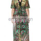 6029# Latest Fashion 2017 Peacock Fat Ladies Floral Printed Summer Casual Maxi Bohemian Maternity Dress Plus Size Women Clothing thumbnail-4