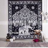 Tapestry Queen Size Black And White Tapestry Tree Elephant With Border Indian Mandala Hippy Bohemian thumbnail-1