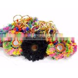 Hand Crafted Boho Banjara Key Chain Retro Hand Bag Charm Key Ring Multicolor Lot Of 5 PC's