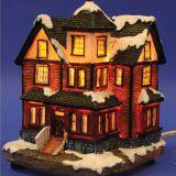 Christmas Church House With LED Lights Coffee Shop Musical Ski Scene With Polyresin Christmas House Decoration thumbnail-4
