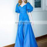 TWOTWINSTYLE Square Collar Lantern Half Sleeve High Waist Side Split Flare Jumpsuits For Women thumbnail-2