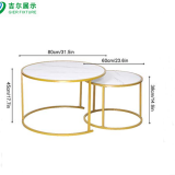Golen Modern Marbling Round Tea Table Sofa Side Simple Wrought Steel Coffee Table thumbnail-4