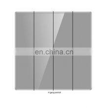 Gray Black Gold Glass Panel European Standard British Standard 3 Switch Panel Electrical Wall Socket Plug Switch 10A/16A 250V