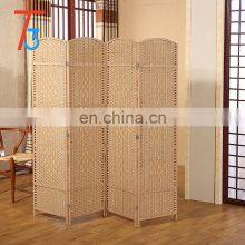Woven Paper Screen Room Divider Brown Folding Screens Freestanding thumbnail-4