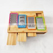 Free Sample Large Bamboo Cutting Board With Drawers And 4 Container Tray, Juice Grooves Fruit & Vegetable Tools thumbnail-3