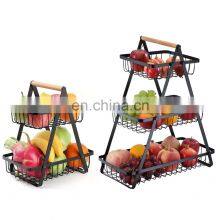 Nordic 2/3 Tier Metal Water Hyacinth Fruit Basket Bread Storage Baskets Kitchen Vegetable Drain Basket Kitchen Storage
