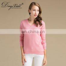 Custom Plain Knitted Basic V Neck Pullover Women Cashmere Sweater thumbnail-6