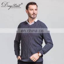 Men's Stylish Merino Wool V-Neck Pullover Sweater Thick Winter Jumper With Solid Color Knitted Weave thumbnail-4