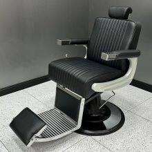 High Quality Sliver Frame Barber Chair Man Barbershop Chairs for Hair Salon Barber Equipment thumbnail-3