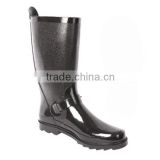 women matt black plain rubber rain boots durable working knee high boots
