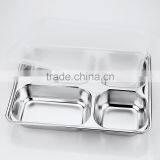 Stainless Steel Lead and Bpa Free Dinner Square Thick Plate With Cover for Hotel 2015