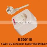 1-way/2 pin Extension Socket/EU Standard/Ground/light