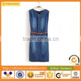 China Hot Sale Summer Wear Sleeveless Latest Denim Dress Designs Women Cotton Dress Wholesale