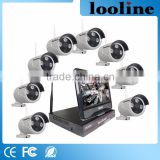 Looline 10" LCD Screen IP66 Weatherproof Security Camera 960P 8CH HD Wireless Nvr Kit