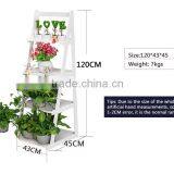 Decroative Garden Wrought Wooden Flower Shelf thumbnail-3