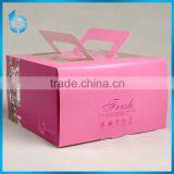 White Paperboard Packing Box for Cake White Card Box With Pvc Window Pink Box With Handle