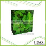 Custom logo green color laminated fancy paper shopping bags