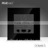 2015 Hot Sale China New Products Wallpad Luxury Black Crystal Glass Shaver Socket Wall Light Electric Switch Socket