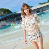 Bohemian Crochet Stitching Bikini Outside Smock Cover Up Hollow Beach Blouse thumbnail-4