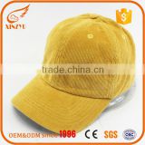 wholesale yellow plain corduroy blank baseball cap hats custom