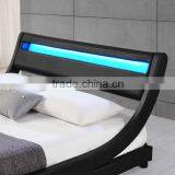 Stunning Modern Design LED Bed in Black Leather Quality Choice thumbnail-2