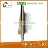 Electric Wall Switch Socket PC Panel 3 Gang 1way or 2 Way Painting Color Champagne Gold/customized British Standard Switch