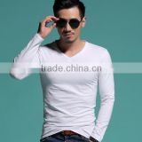 Hot sale high quality man blank cotton tshirt no label/v-neck man tshirt