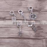Mix Style Antique Silver Charm Metal Alloy Big Hole Beads Dangle Fit European Bracelets For Jewelry Making thumbnail-2