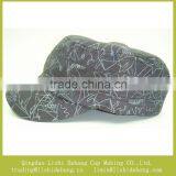 Cotton Twill Printed Army Hat, Scrawl Flat Top Cap Military Hat thumbnail-2