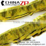Top selling chicken plumage fringe factory wholesale dyed Yellow and Natural Chukar Partridge Hen Feather ribbon trimmings