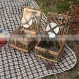 differnent color wicker picnic basket