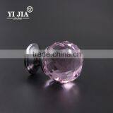 1 1/6 Inch Classic Furniture Brass Pink Color Glass Pull Knobs