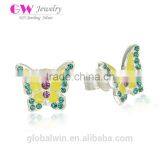 New Design Fashion Cheap Factory Direct Sale Butterfly Enamel Earrings thumbnail-1