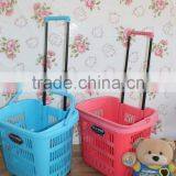 Shopping Trolley Basket With Colourful Baskets With Pulling Handle and Wheels. Selling With Cheap Price!. thumbnail-1