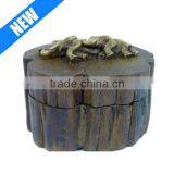 Round Elephant Art Thai Handmade Craft Wood Souvenir thumbnail-1