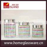 Hand-painted Glass Canister With Window Lid for Kitchenware