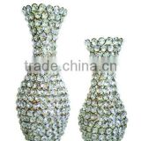 High quality Crystal beads silver decoration flower vases, Silver Vase