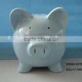 NEW Hot Sales Cheap Ceramic Blue Piggy Coin Bank for Promotion Gift MADE IN CHINA