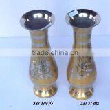 Golden Paint Traditional Indian Vases Made in Cast Brass Can be Ordered in Other Finishes thumbnail-1