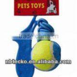 Lovely Cotton Rope Pet Dog Puppy Cat Chews Toy Ring Fetch Play Toys With Ball thumbnail-1