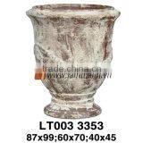 Vietnamese Ceramic Pottery/Round Simple Pattern Ancient Rust Planter 3353 thumbnail-1