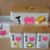 Set of 5 Tin Kitchen Canisters thumbnail-1