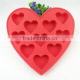 Red Love Heart Shaped Silicone Ice Cube Tray thumbnail-1