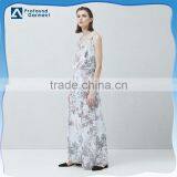 New Style Layered v Neck Strap Chiffon Long Dress With High Slits thumbnail-1