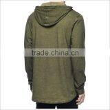 Guangzhou Custom Logo and Print Mens Longline Hoodie In Olive Green thumbnail-2