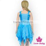 Fashion Baby Girls Plain Blue Halter Sleeveless Ruffle Tutu Little Kids Party Wear Dress thumbnail-3