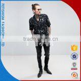 Printed Short Sleeve Men's Shirt Black Summer Style Fashion Casual Shirt thumbnail-4