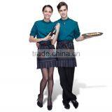 Juqian Wholesale Cheap 3/4-sleeve Quality Green Waitress Uniform Pattern Sets thumbnail-2