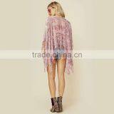 Burnout Rayon Velvet Kimono With Tassels Fringed Bohemian Gypsy Kimono thumbnail-6